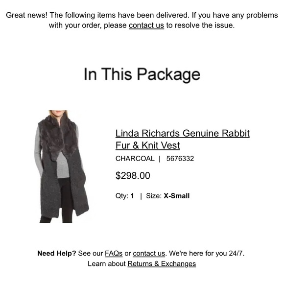 Linda Richards Genuine Rabbit Fur & Knit Vest (XS) Charcoal - Picture 3 of 7